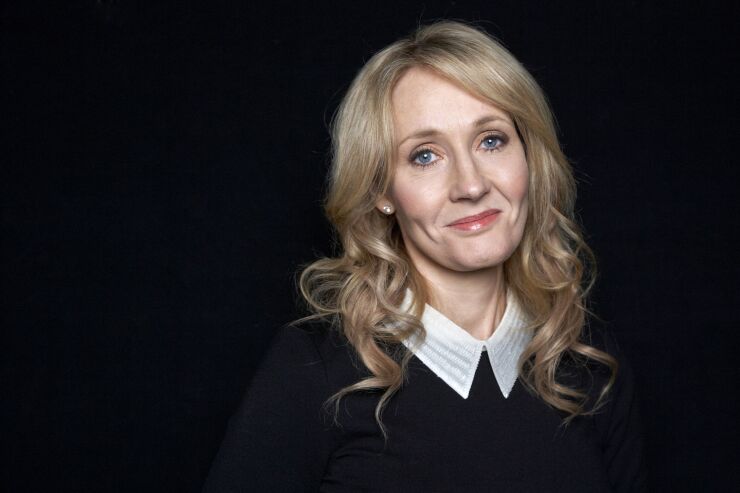 J.K. Rowling with black background