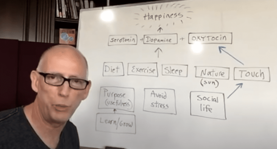 Screenshot from Scott Adam's YouTube video 'Episode 644 Scott Adams: The Happiness Formula'